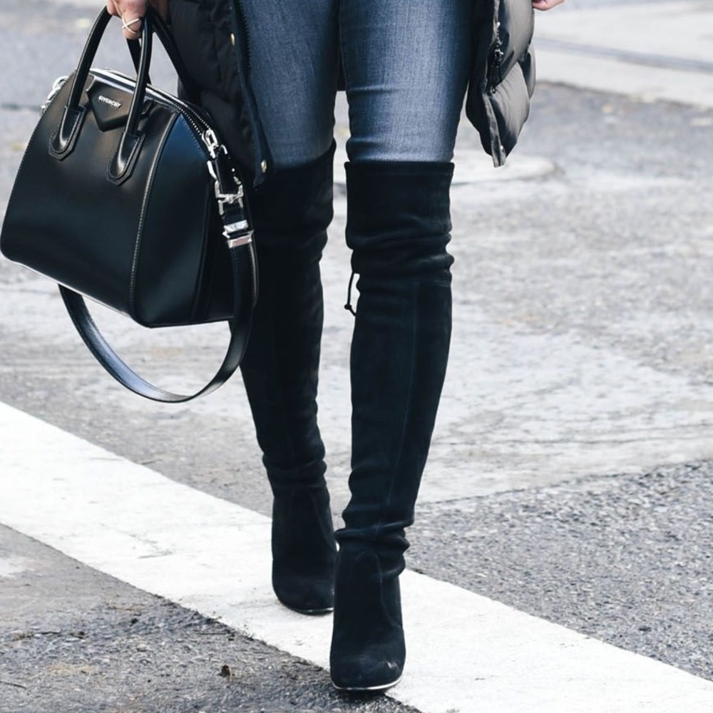 Stuart Weitzman Hiline OTK Black Boots SZ 7